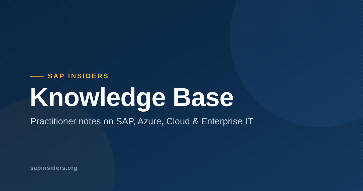 SAP Insiders — A practitioner's knowledge base